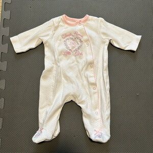 Little Me Cream and Pink Footie